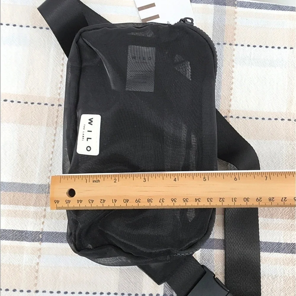 Wilo The Label Active Sheer Belt Bag Black Mesh Fanny Pack Anthropologie NWT